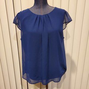 Twine & String Blue Cap Sleeve Business Casual Top Juniors Women's X-Large